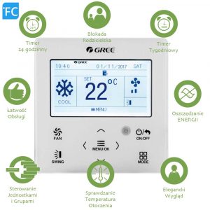 MULTI SPLIT Free match GREE Przypodłogowo- sufitowe Jednostka wew. GTH(18)CA-K6DNA1A/I Smart Defrost, Centralne sterowanie, Auto Clean Wydajność chłodzenia kW 4.5 40m2 GREE