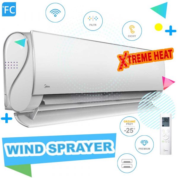 °FC Zestaw Klimatyzator naścienny MIDEA EVEREST ULTIMATE COMFORT KMT-E12N8-A1 A++ R32 2.6 kW do 35m2 max 4 pomieszczeń 3 pomieszczenia PRODUKTY ARCHIWALNE