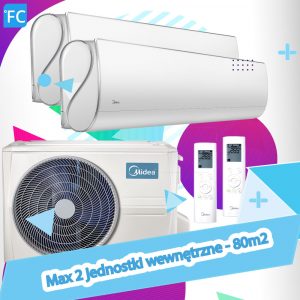 °FC Klimatyzator Midea jedn. Zewnętrzna Jednostka zew. M2OD-18HFN8-Q 5 pomieszczeń Suma chłodzonej powierzchni 53m2 A++ Wydajność grzania kW 5.6 2 pomieszczenia Kanałowy Everest-Ultimate-Comfort.max_.2.jednostki-2.jpg