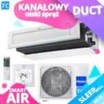 HAIER Kanałowy Slim niski spręż A++ R32 3.5kW,5.0kW,7.0kW do mały salon fryzjerski 50m2, piekarnia 55m2, apteka 60m2, kwiaciarnia 70m2, małe gabinety lekarskie, małe biura