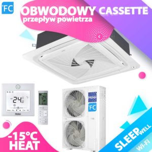 HAIER klimatyzator kasetonowy obwodowy przepływ powietrza A++ R32 7.1kW, 9.5kW, 12.1kW, 13.1kW, 13.4kW do biura 70m2, sklepu 80m2, hotelu 90m2, do restauracji 100m2