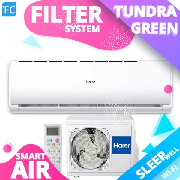 Klimatyzacja HAIER Tundra GREEN A++ R32 o mocy 2.6kW 3.6kW 5kW 7kW, A++, do 2 pokoi, 3 pokoi, 4 pokoi, do małego mieszkania sypialni 15m2, małego mieszkania 35m2, 40m2, 45m2, 50m